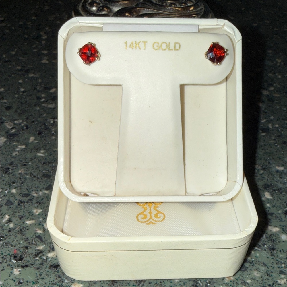 14KT Gold & Garnet Stud Earrings